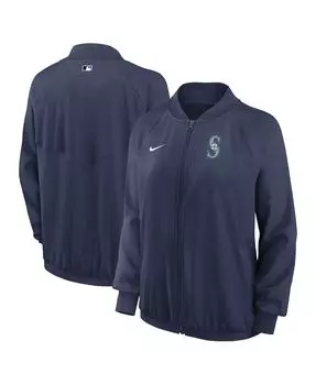 Женская темно-синяя куртка с молнией во всю длину Seattle Mariners Authentic Collection Team Raglan Performance Nike, темно-синий