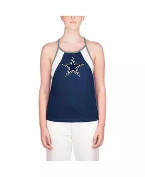 Женская темно-синяя майка Dallas Cowboys в рубчик с открытой спиной New Era, синий
