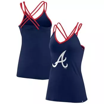 Женская темно-синяя майка Fanatics с v-образным вырезом и перекрестной спиной Atlanta Braves Barrel It Up Fanatics