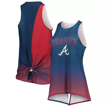Женская темно-синяя майка FOCO Atlanta Braves с градиентной застежкой-борцовкой и открытой спиной