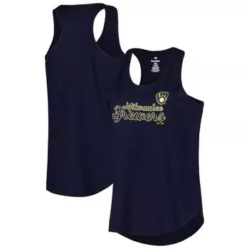 Женская темно-синяя майка Milwaukee Brewers размера плюс с овальным вырезом и открытой спиной