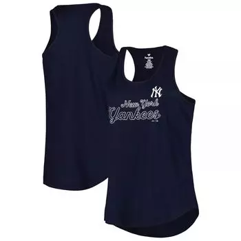 Женская темно-синяя майка New York Yankees больших размеров с овальным вырезом и открытой спиной