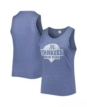 Женская темно-синяя майка New York Yankees Tri-Blend больших размеров с высоким воротником Soft As A Grape, темно-синий