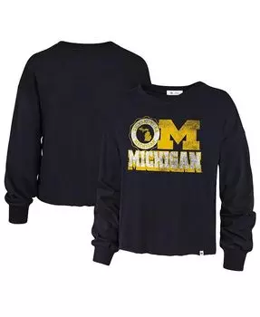 Женская темно-синяя рваная футболка с длинным рукавом Michigan Wolverines Bottom Line Parkway '47 Brand, синий