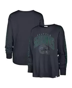Женская темно-синяя рваная футболка с длинным рукавом Seattle Seahawks Tom Cat '47 Brand, синий