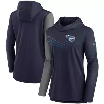 Женская темно-синяя/серо-серая худи Nike Tennessee Titans с шевроном Performance, футболка с длинными рукавами Nike