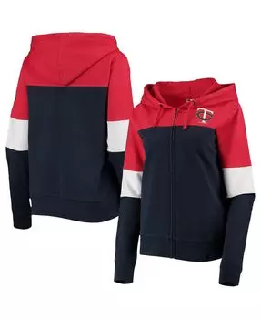 Женская темно-синяя толстовка с молнией во всю длину Minnesota Twins Colorblock из френч-терри New Era, темно-синий
