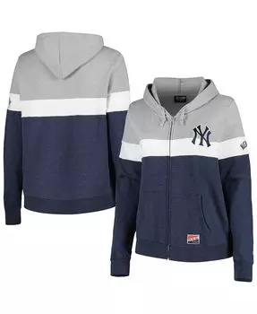 Женская темно-синяя толстовка с молнией во всю длину New York Yankees больших размеров с цветными блоками New Era, темно-синий