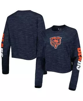 Женская темно-синяя укороченная футболка с длинными рукавами Chicago Bears New Era, синий