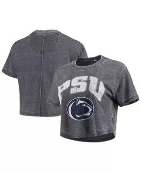 Женская темно-синяя укороченная футболка в винтажном стиле Penn State Nittany Lions Edith Burnout Pressbox, темно-синий