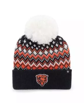 Женская темно-синяя вязаная шапка Chicago Bears Elsa с манжетами и помпоном '47 Brand, синий