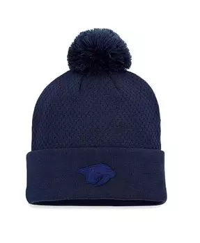 Женская темно-синяя вязаная шапка Nashville Predators Authentic Pro Road с манжетами и помпоном Fanatics, синий