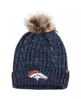 Женская темно-синяя вязаная шапка с манжетами и помпоном с логотипом Denver Broncos Meeko '47 Brand, синий