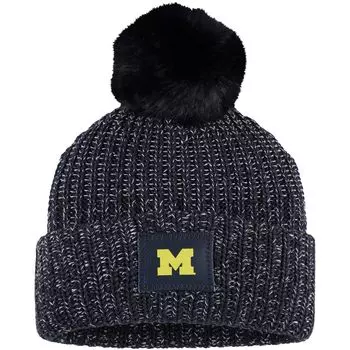 Женская темно-синяя вязаная шапка с манжетами и помпоном Love Your Melon Michigan Wolverines