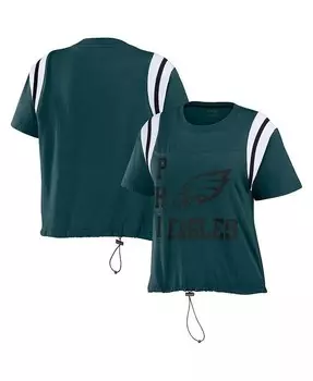 Женская темно-зеленая рваная футболка Philadelphia Eagles с застежкой и цветными блоками Wear By Erin Andrews, зеленый