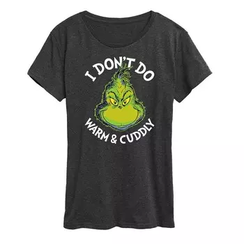Женская теплая приятная футболка с рисунком Dr. Seuss The Grinch Don't Do Licensed Character, цвет Charcoal Heather