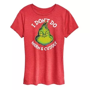 Женская теплая приятная футболка с рисунком Dr. Seuss The Grinch Don't Do Licensed Character, цвет Heather Red