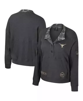 Женская тепловая толстовка Henley в стиле милитари Heather Charcoal Texas Longhorns OHT Colosseum, черный
