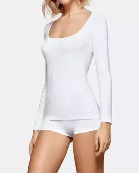 Женская терморегулирующая майка с длинными рукавами и вырезом-лодочкой Impetus, белый
