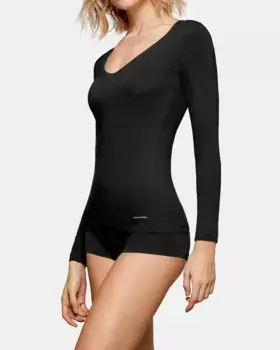 Женская терморегулирующая майка с длинными рукавами и V-образным вырезом Impetus, черный