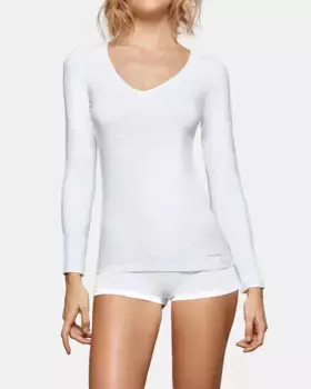 Женская терморегулирующая майка с длинными рукавами и V-образным вырезом Impetus, белый