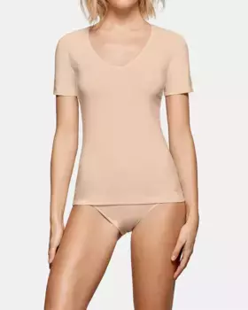 Женская терморегулирующая майка с короткими рукавами и V-образным вырезом Impetus, бежевый