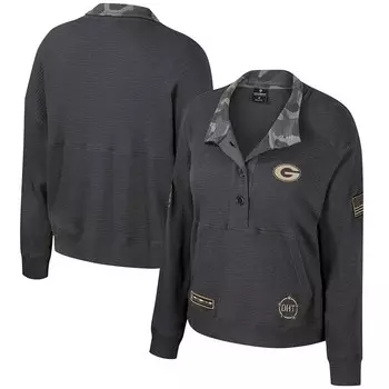 Женская термосвитшота Henley Colosseum Heather Charcoal Georgia Bulldogs OHT в стиле милитари с изображением расплаты, цвет Uga Charco