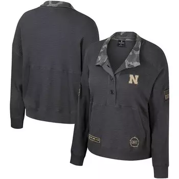 Женская термосвитшота Henley в стиле милитари Colosseum Heather Charcoal Nebraska Huskers OHT в стиле милитари, цвет Neb Charco