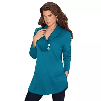 Женская термотуника с шалевым воротником Roaman's больших размеров, цвет Deep Teal