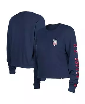 Женская термоукороченная футболка с длинными рукавами 5th & Ocean by Navy USWNT Athleisure New Era, синий
