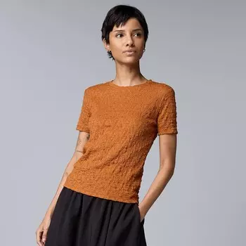 Женская текстурированная футболка Simply Vera Vera Wang, цвет Glazed Ginger