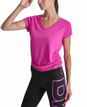 Женская текстурированная футболка со сборками по бокам DKNY, красный