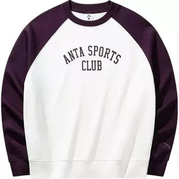 Женская толстовка Anta Life Collection цвета слоновой кости/сливово-желейно-фиолетового цвета
