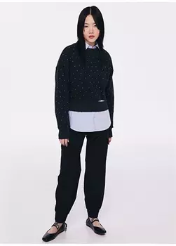 Женская толстовка антрацитового цвета с круглым вырезом Twist