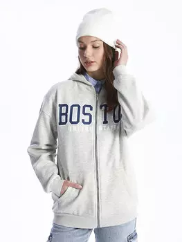 Женская толстовка большого размера на молнии с капюшоном и принтом, длинными рукавами XSIDE