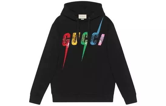 Толстовка женская Gucci с цветным логотипом, черный