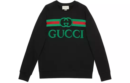Толстовка женская Gucci с логотипом, черный / зеленый