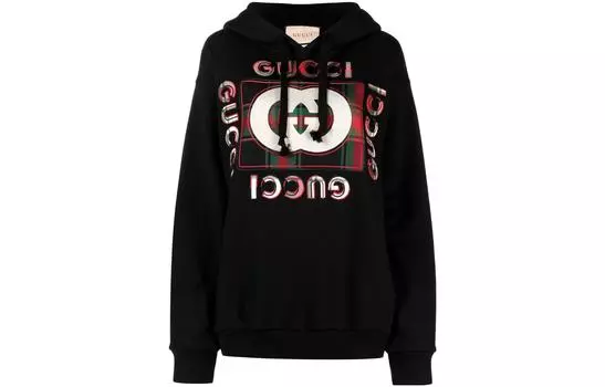 Толстовка женская Gucci с капюшоном, черный / красный