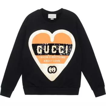 Толстовка женская Gucci с принтом сердца, черный