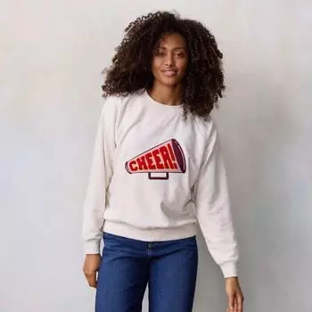 Женская толстовка из французского трикотажа с длинными рукавами и круглым вырезом Lc Lauren Conrad, цвет plum cheer