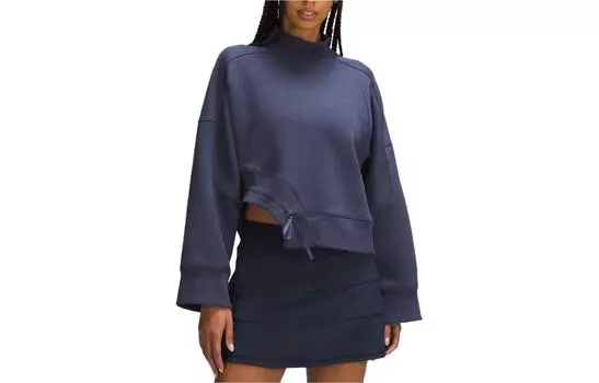 Женская толстовка из мягкого флиса с закругленным подолом Lululemon, серебристо-синий/серебристо-синий