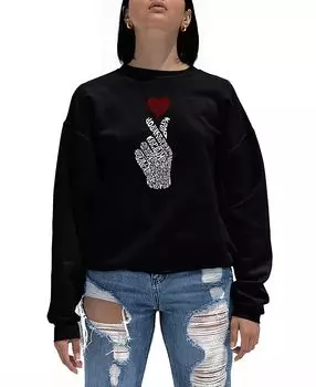 Женская толстовка k-pop word art с круглым вырезом LA Pop Art, черный