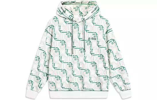 Женская толстовка LiNing Sports Trend Series Jade Frost Green с принтом по всей поверхности