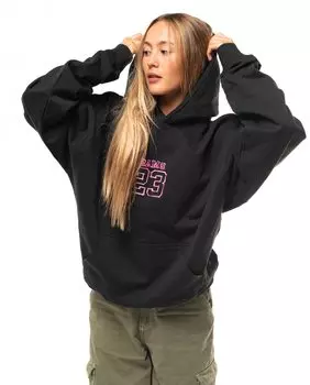 Женская толстовка оверсайз с капюшоном и меловым принтом Rams 23, черный
