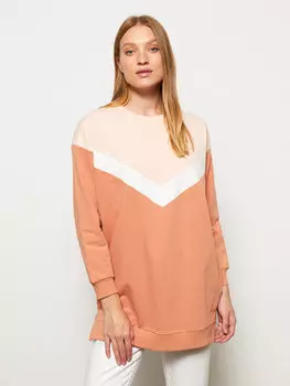 Женская толстовка оверсайз с круглым вырезом и длинными рукавами, туника с цветными блоками LCWAIKIKI Classic