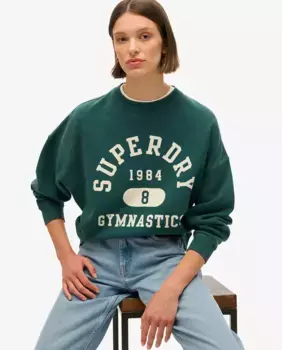 Женская толстовка оверсайз с принтом Athletic Essentials Superdry, темно-зеленый