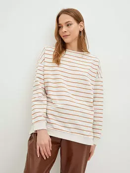 Женская толстовка оверсайз в полоску с круглым вырезом и длинными рукавами LCWAIKIKI Classic