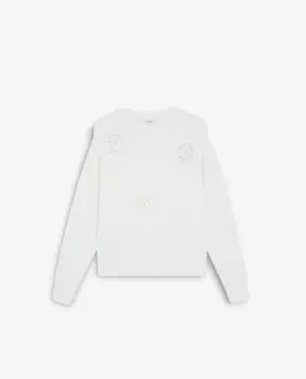 Женская толстовка прямого кроя с деталями, связанными крючком Scalpers, белый