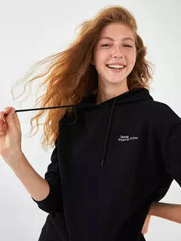 Женская толстовка с длинным рукавом и принтом с капюшоном и слоганом Xside