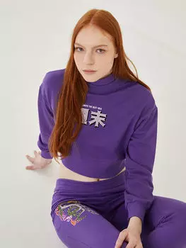 Женская толстовка с длинным рукавом и принтом водолазки LCW Casual